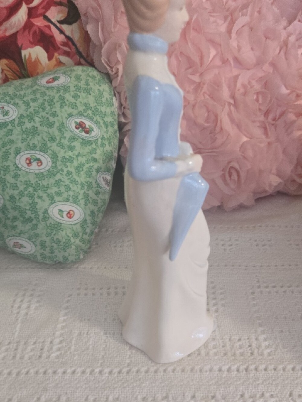 Porcelain Victorian Lady Figurine in Light Blue and White - Picture 6 of 6
